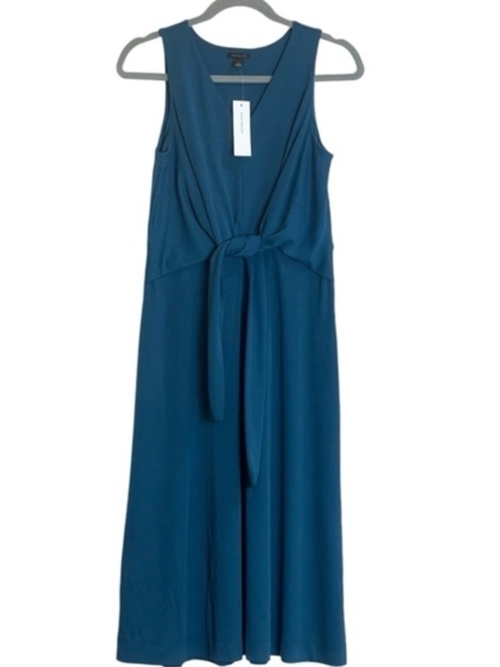 Ann Taylor Teal Sleeveless Midi Dress with Attached Tie - Size L